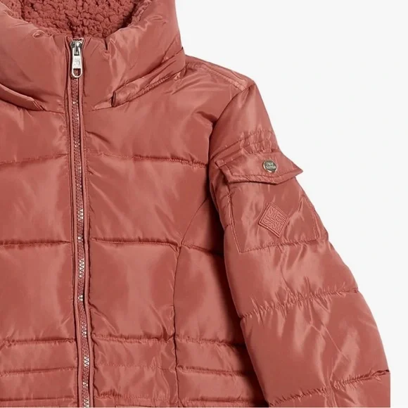 Steve Madden Kids Long Puffer Coat in Terracotta - Main Image
